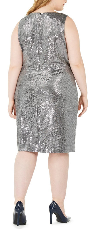 Calvin Klein Women's Plus Size Sequined Sheath Dress Gray Size 22W