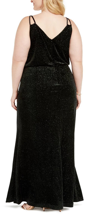 Calvin Klein Women's Plus Size Sparkle Velvet Blouson Gown Gray Size Small