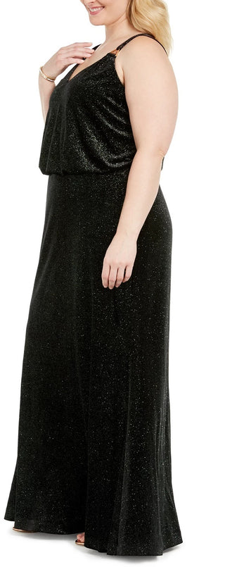 Calvin Klein Women's Plus Size Sparkle Velvet Blouson Gown Gray Size Small