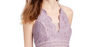 Speechless Women's Halter Neck Lace & Scuba Crepe Minidress Purple Size 5