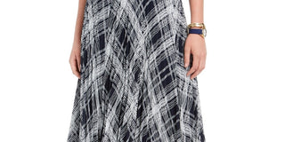 Tommy Hilfiger Women's Plaid Pleated Skirt Blue Size Medium