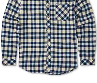 Billabong Men's Freemont Stretch Plaid Flannel Shirt Beige Size Small