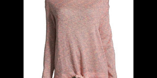 John Paul Richard Women's Cowlneck Drawstring Hem Speckled Sweater Pink Size X-Large
