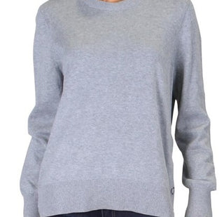 Michael Kors Women's Ribbed Snap Hem Pullover Sweater Grey Size Large