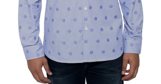 Kenneth Cole Men's New York Polka Dot Stripe Button Down Shirt Blue Size X-Large