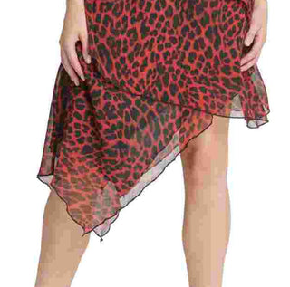 DKNY Women's Red Animal Print Knee Length Ruffled Skirt Red Size X-Large