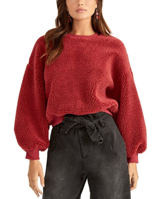 Rachel Roy Women's Willa Textured Sweatshirt Dark Red Size X-Small