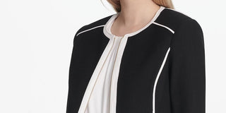 Calvin Klein Women's Piped-Trim Jacket Charcoal Size 10