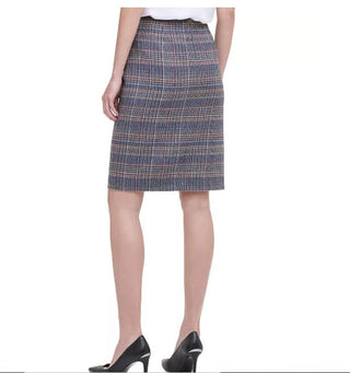Calvin Klein Women's Plaid Tweed Pencil Skirt Brown Size 4