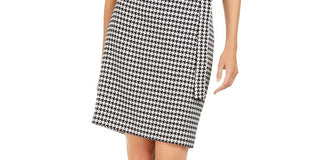 Calvin Klein Women's Belted Houndstooth Pencil Skirt Gray Size 16
