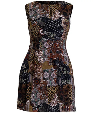 Connected Women's Multi-Print Dress Rustcopper Size 8 Petite