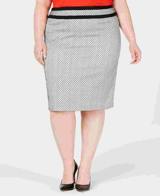 Calvin Klein Women's Gray Zippered Speckle Knee Length Pencil Wear To Work Skirt Gray Size 18W