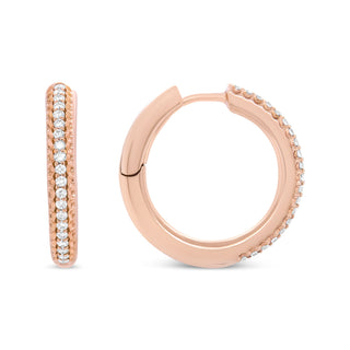 18K Rose Gold 1/3 Cttw Round Cut Diamond Hoop Earrings (F-G Color, Vs1-Vs2 Clarity)