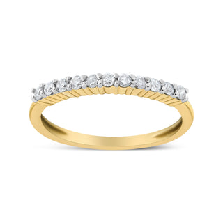 10K Yellow Gold Plated .925 Sterling Silver 1/4 Cttw Shared Prong Set Champagne Diamond Band Ring (K-L Color, I1-I2 Clarity) - Size 9