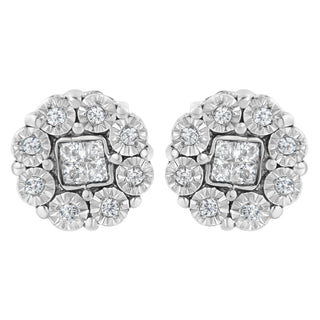 10Kt White Gold 1/4Ct Diamond Floral Cluster Stud Earring (I-J, I1-I2)