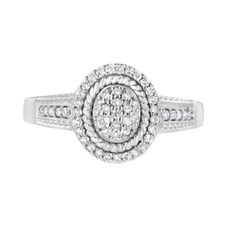 .925 Sterling Silver 1/3 Cttw Pave Set Round-Cut Diamond Braided Halo Cocktail Ring (I-J Color, I2-I3 Clarity) - Size 6