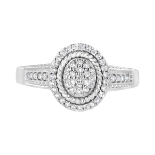 .925 Sterling Silver 1/3 Cttw Pave Set Round-Cut Diamond Braided Halo Cocktail Ring (I-J Color, I2-I3 Clarity) - Size 7