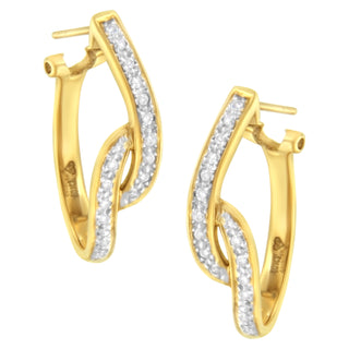 10K Yellow Gold 1/4 Cttw S-Curve Diamond Huggy Hoop Earrings (I-J Clarity, I2-I3 Color)