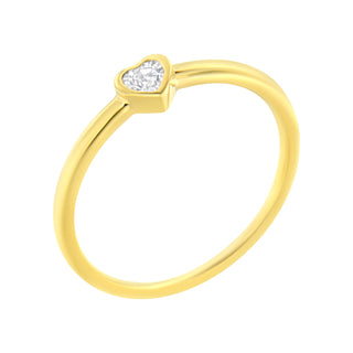 14K Yellow Gold Plated .925 Sterling Silver Miracle Set Diamond Accent Heart Shaped Promise Ring (J-K Color, I1-I2 Clarity) - Size 6