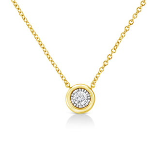 10K Yellow Gold Plated .925 Sterling Silver 1/10 Cttw Miracle Set Round Diamond Circle Shape 18" Pendant Necklace (K-L Color, I2-I3 Clarity)