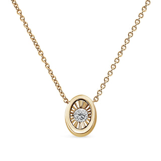 10K Yellow Gold Plated .925 Sterling Silver 1/10 Cttw Miracle Set Round Diamond Oval Shape 18" Pendant Necklace (K-L Color, I2-I3 Clarity)