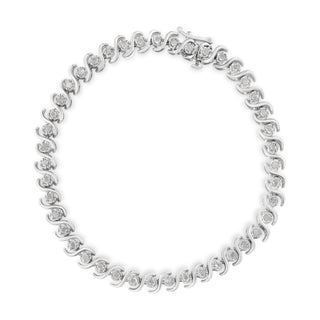 .925 Sterling Silver 1.0 Cttw Round Miracle-Set Diamond 7" Tennis Bracelet (I-J Color, I3 Clarity)