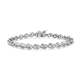 .925 Sterling Silver 1/10 Cttw Round-Cut Diamond Links Of Flame Bracelet (I-J Color, I3) - 7.25"