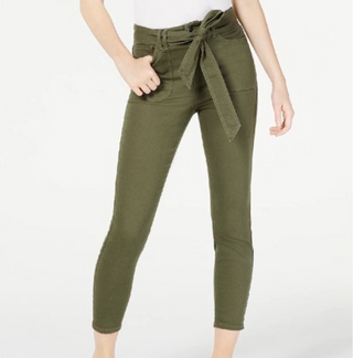 Vanilla Star Women's Belted Cropped Jeans Green Size 0