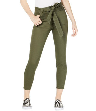 Vanilla Star Women's Belted Cropped Jeans Green Size 1
