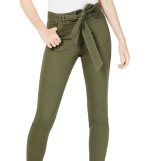 Vanilla Star Women's Belted Cropped Jeans Green Size 1
