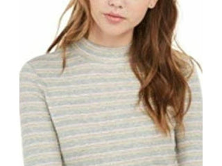 Hippie Rose Juniors' Ribbed Mock-Neck Top Gray Size Extra Large