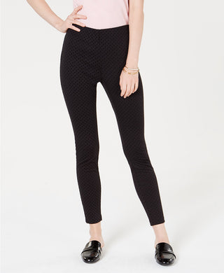 Maison Jules Women's Flocked Dotted Skinny Pants Black Size Medium