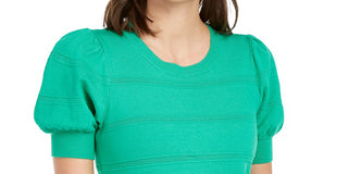 Maison Jules Women's Puff-Sleeve Sweater Dark Green Size Medium
