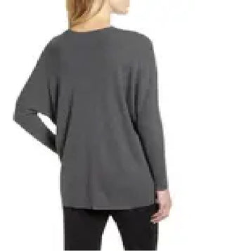Anne Klein Women's Rib V-Neck Sweater Gray Size 34X16