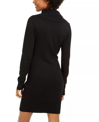 BCX Women's Cowlneck Animal-Print Sweater Dress Brown Size Medium