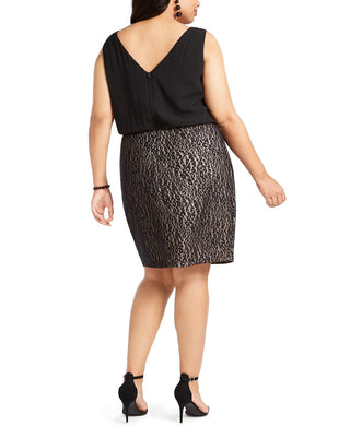 BCX Women's Trendy Plus Size Lace-Skirt Sheath Dress Black Size 2XL