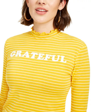 Love Tribe Juniors' Grateful Mock-Neck Top Gold Size Small