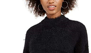 Sun + Moon Women's Fuzzy Mockneck Sweater Black Size Large