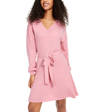 Sequin Hearts Juniors' Tie-Waist Sweater Dress Pink Size Medium