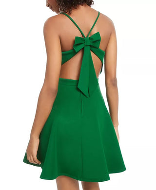 City Studios Juniors' Bow-Back Fit & Flare Dress Green Size 11