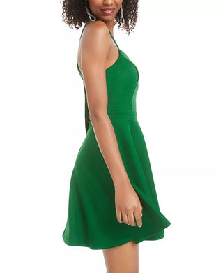 City Studios Juniors' Bow-Back Fit & Flare Dress Green Size 11