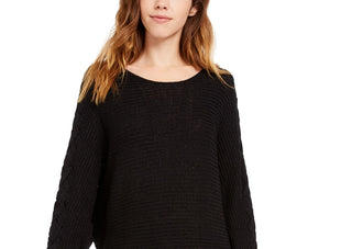 American Rag Women's  Lace-Up Tunic Sweater  Black Size Medium