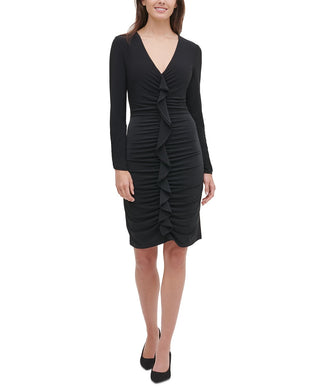 Tommy Hilfiger Women's Jersey Ruffle-Front Dress Black Size 2