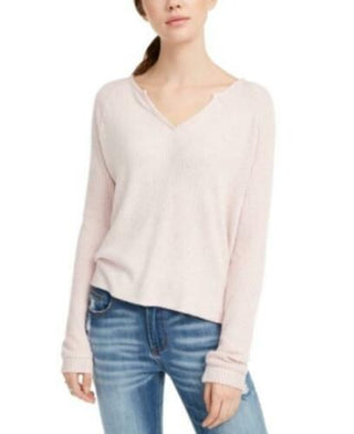 Planet Gold Juniors' Super Soft Ribbed Top Pink Size Extra Small