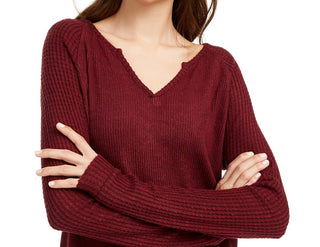 Planet Gold Juniors' Super Soft Ribbed Top Red Size Medium