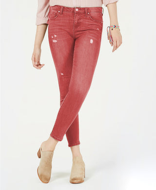 Celebrity Pink Women's Juniors' Colored Distressed Skinny Jeans Red Size 1