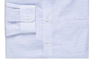 Ralph Lauren Men's Non-Iron Regular Fit Micro-Gingham Dress Shirt Blue Size 17x34-35