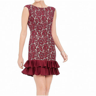 Donna Ricco Women's Sleeveless Lace Dress Wine Size 6