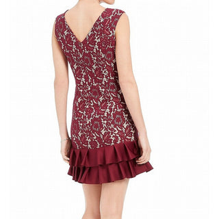 Donna Ricco Women's Sleeveless Lace Dress Wine Size 6