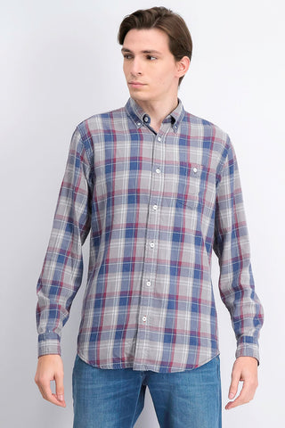 Weatherproof Men's Button-Down Plaid Shirt Dove Blue Size Small